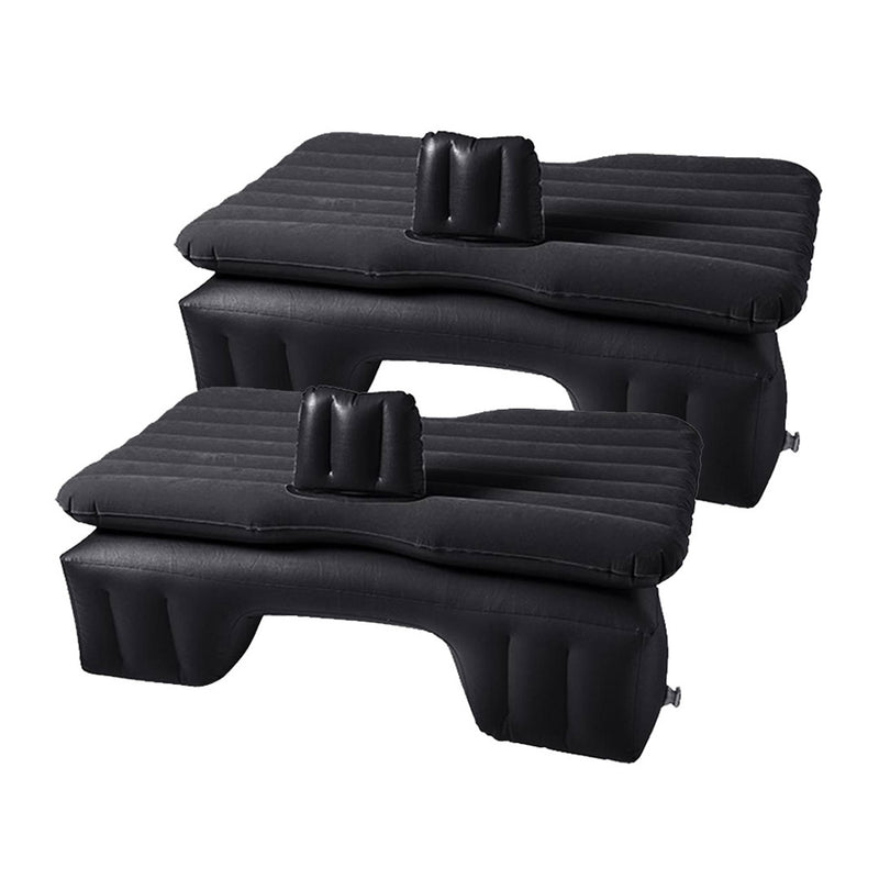 2X Inflatable Car Mattress Air Bed 138x84x44cm Portable Travel With Pump Black