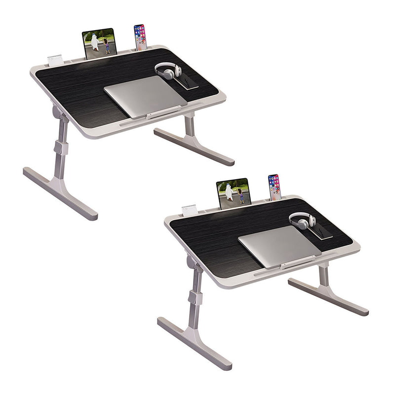 2X Adjustable Black Laptop Bed Table Portable Foldable Small 70X45cm