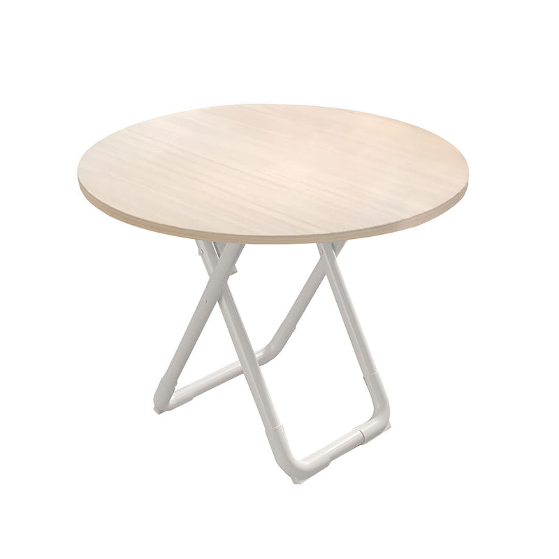 80cm Round Wood Table 72cm High Light Wood Top White Legs Multipurpose