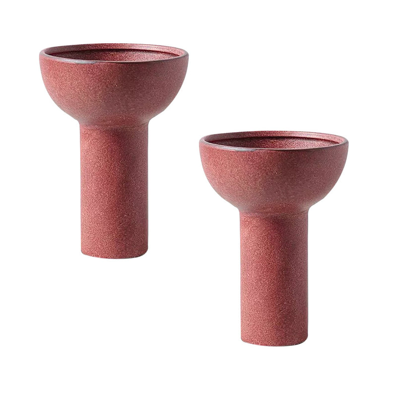 2X Ceramic Vase Fruit Bowl 15x19.5cm Minimalist Nordic Brown