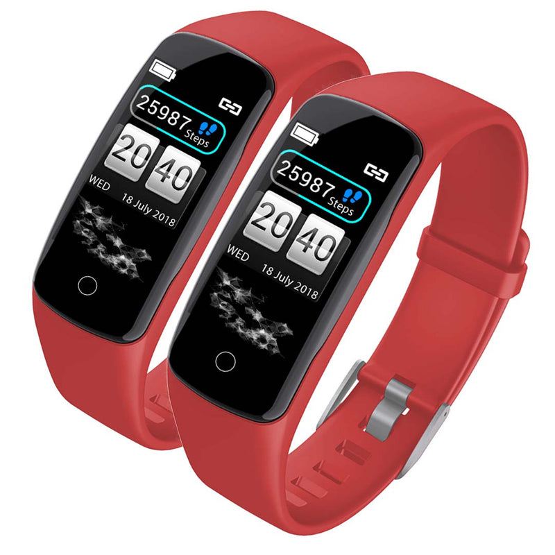2X Smart Watch V8 Fitness Tracker Touch Heart Rate Blood Pressure 0.96 Red IP67
