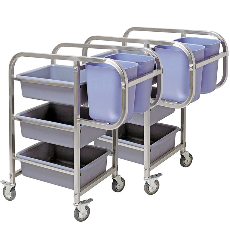 2X 3 Tier Kitchen Food Trolley Utility Cart PVC Buckets Square 82x43x92cm