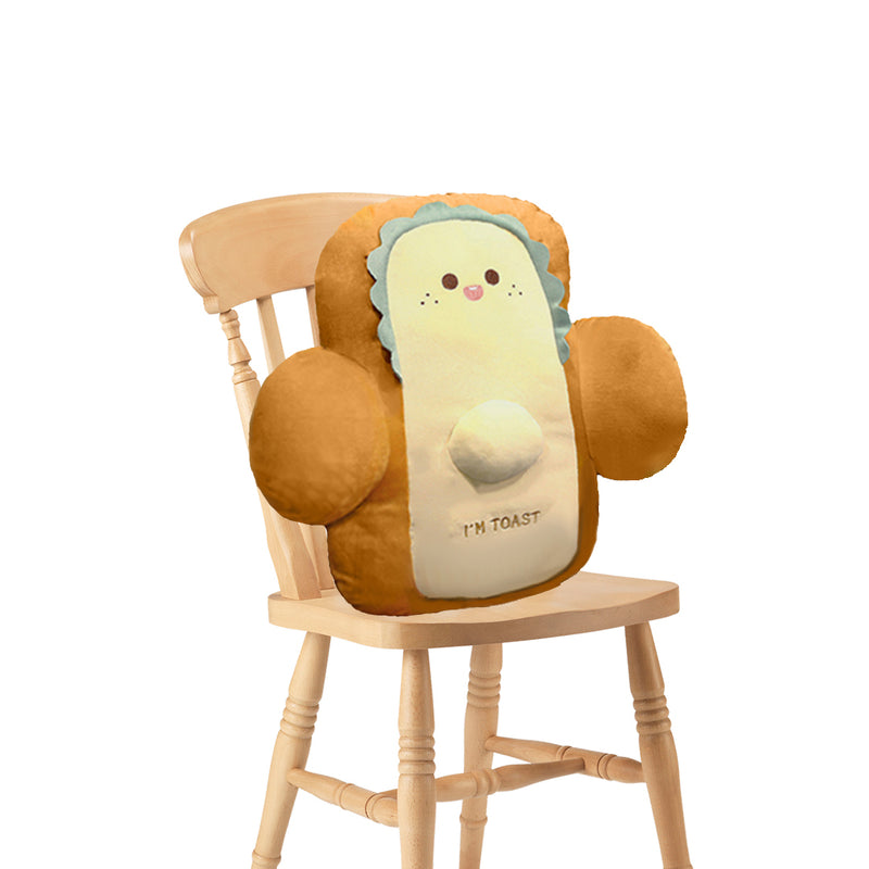 48cm Plush Cute Face Toast Bread Cushion Pp Cotton Back Support Pillow Beige