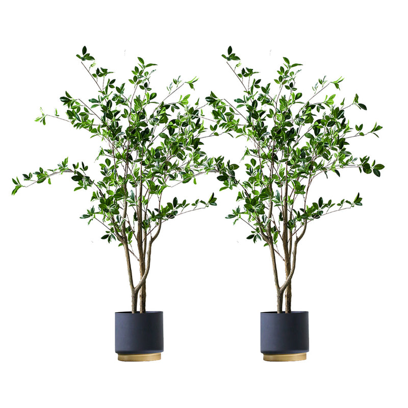 2X 120cm Artificial Watercress Plant Potted Silk Leaves Polyethylene Trunk Green
