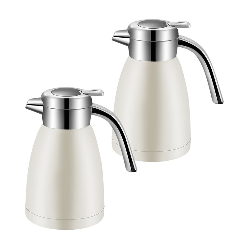 2X 2.2L Stainless Steel Insulated Vacuum Flask White Double Wall Spill Proof