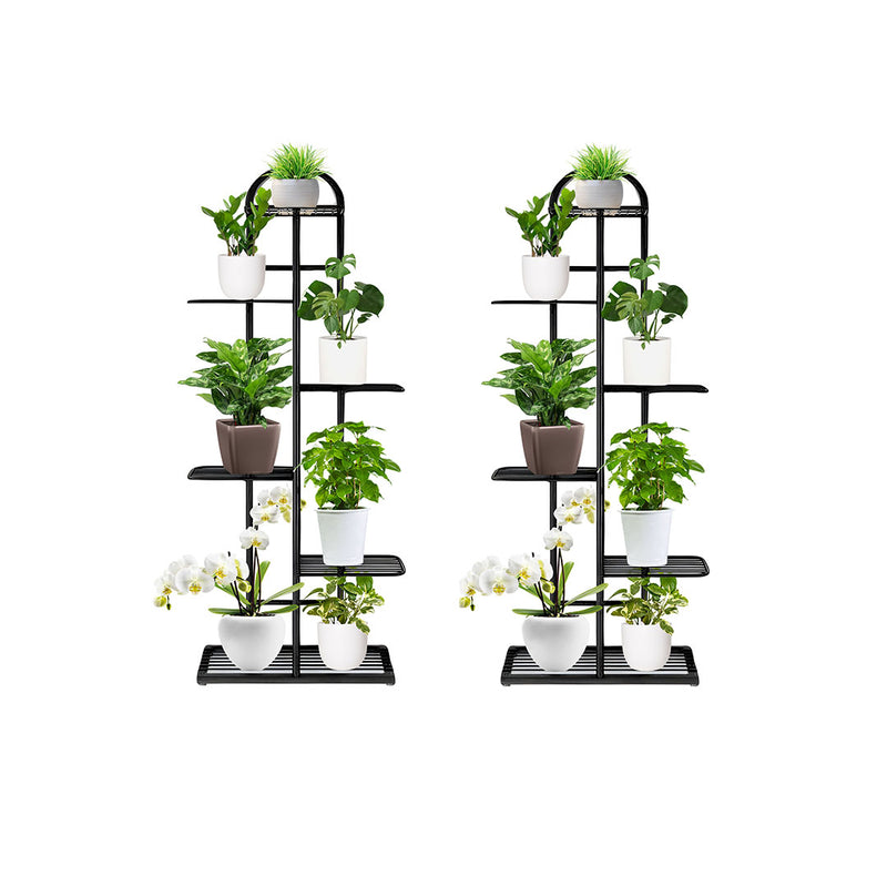 2X Black Metal 6 Tier Plant Stand Indoor Display Shelf Space Saving Modern