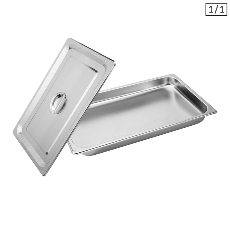 Full Size 1/1 Gastronorm Pan 53cm X 32.5cm 4cm Deep Stainless Steel Lid Included