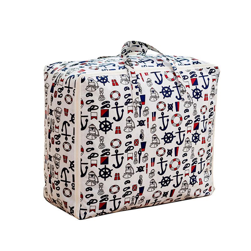 Large Travel Storage Bag Foldable 60cmx24cmx40cm Double Zipper Nautical Icons