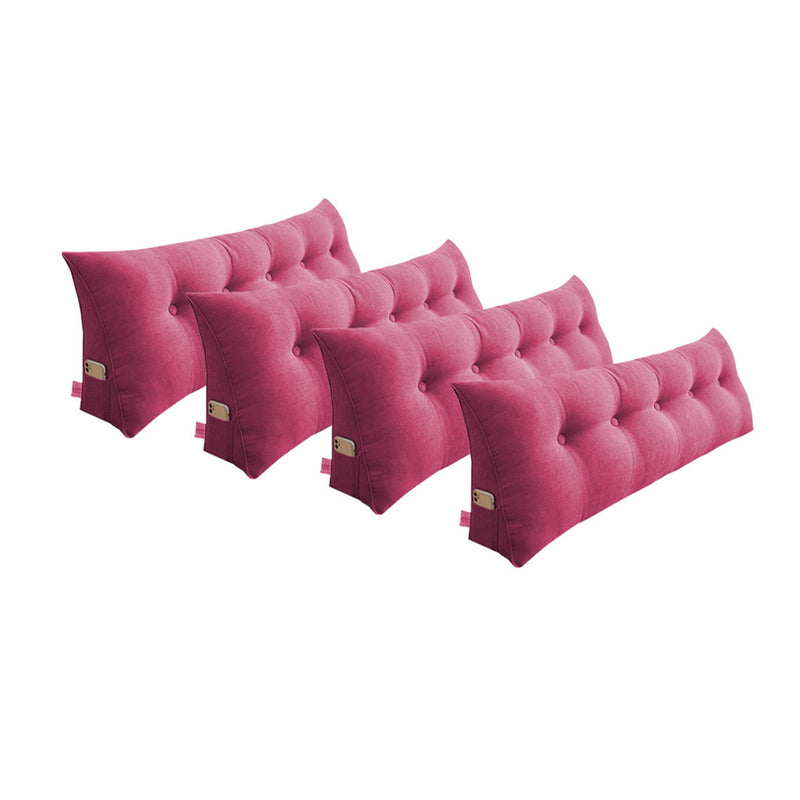 4X 100cm Triangular Wedge Headboard Backrest Pillow Polyester Red Button Tufted