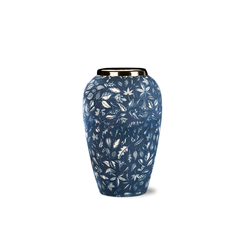 Medium Blue Ceramic Flower Vase 30x19cm Elegant Home Decor Display