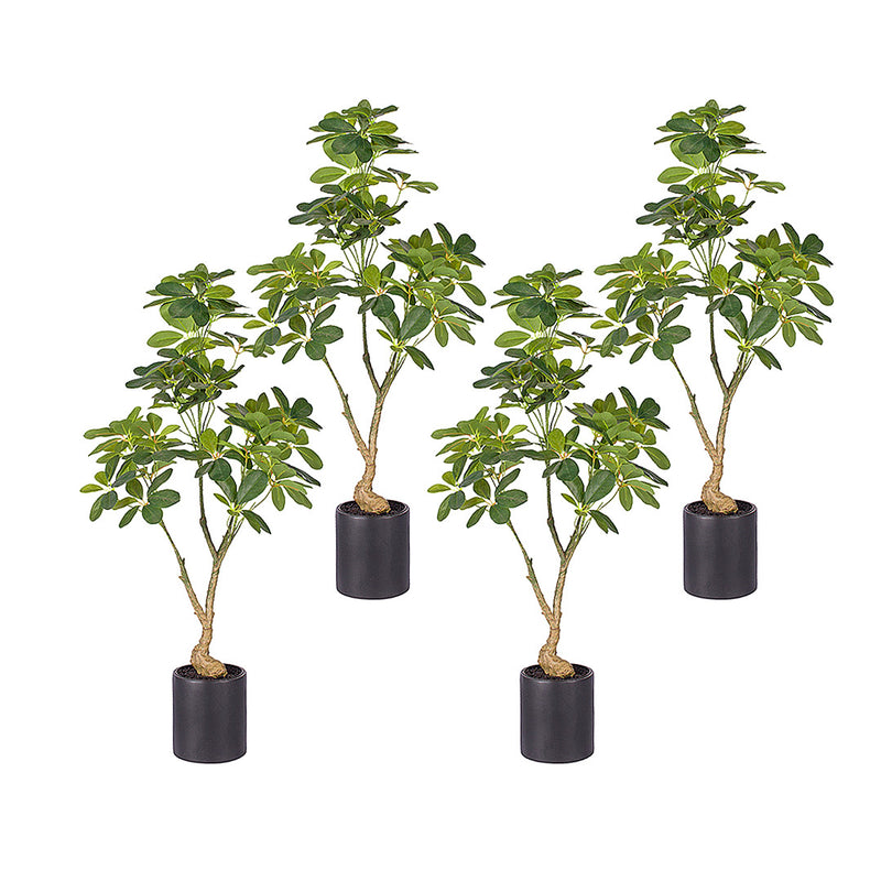 4X 120cm Artificial Schefflera Dwarf Umbrella Tree Polyethylene Green Pre Potted