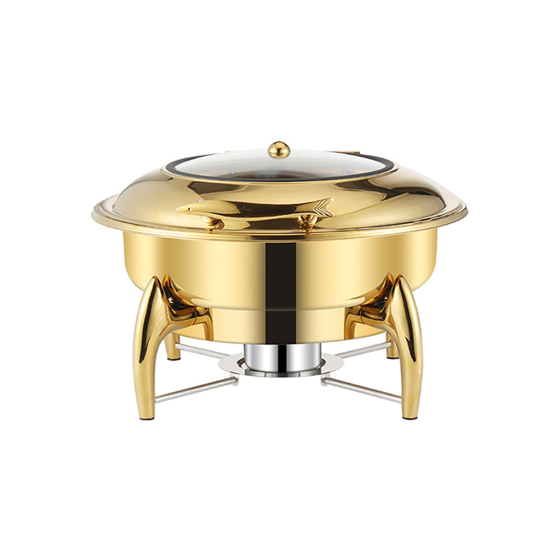 Chafing Dish Stainless Steel Round 6L Gold Buffet Chafer With Lid