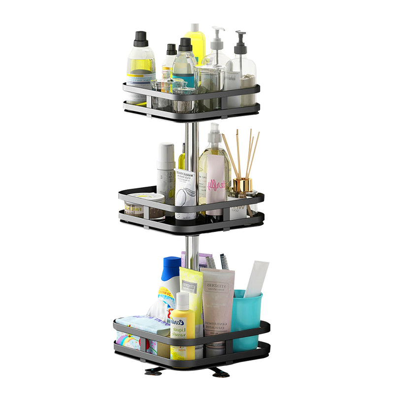 3 Tier Black Rotating Kitchen Storage Organizer Carbon Steel Spice Rack