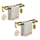 2X Wall Mounted Double Pole Towel Holder Aluminum Black Gold Bathroom Rack