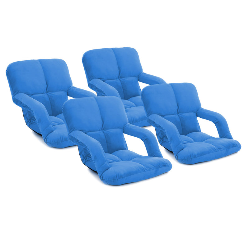 4X Foldable Lounge Recliner Chair Adjustable Floor Seat with Armrest Blue