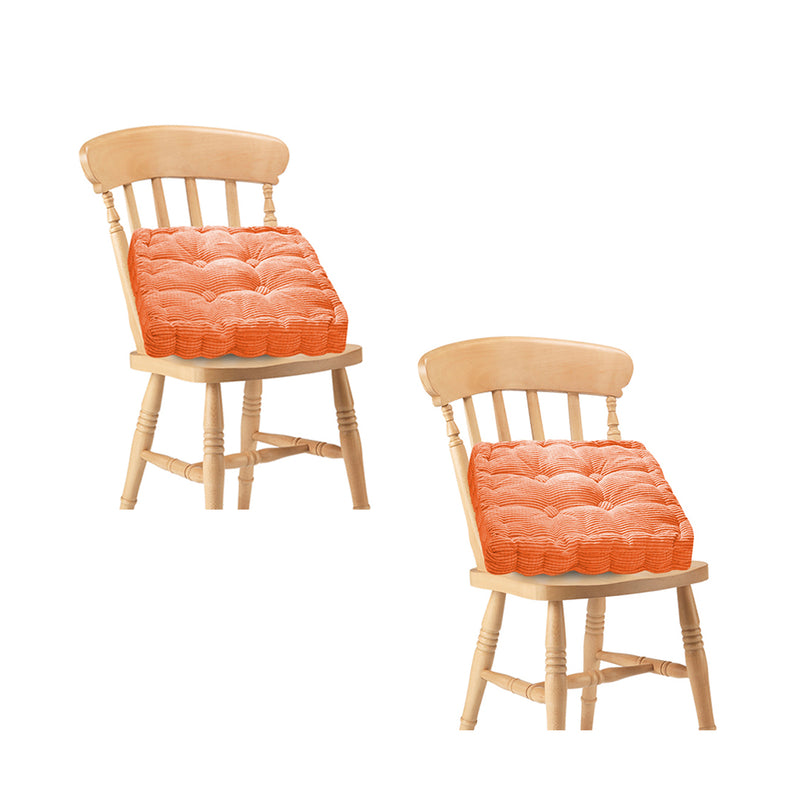 2X Orange Corduroy Square Pillow Plush Backrest Cushion 50x50cm Home Office Decor