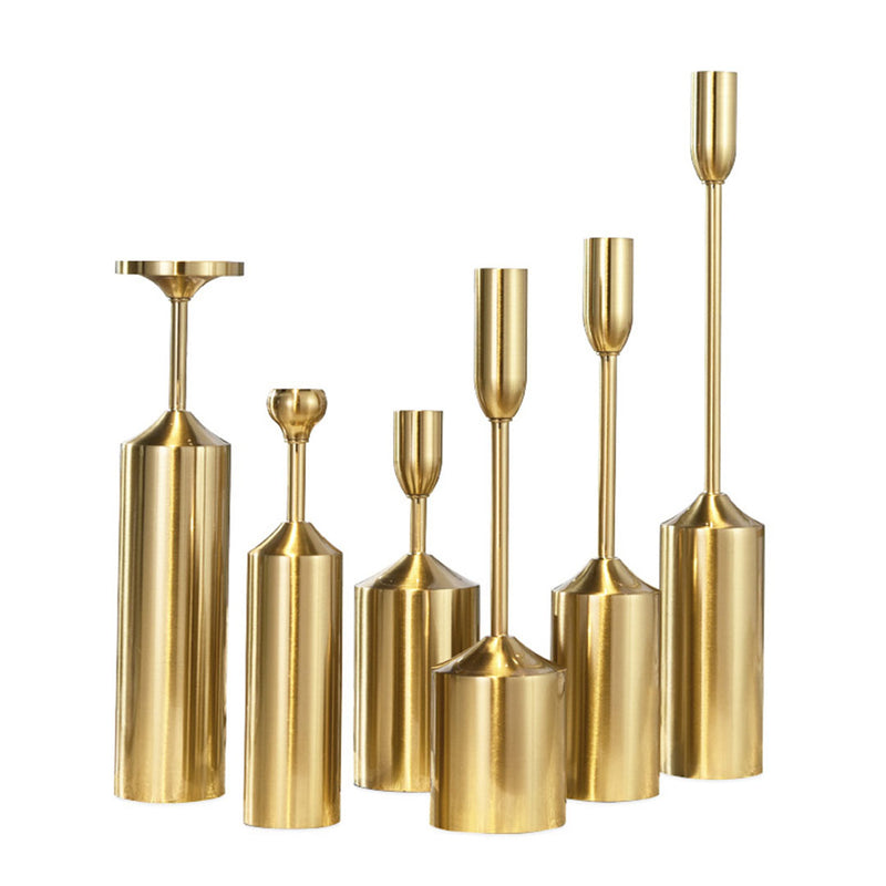 6pcs Gold Iron Candle Holder Set Luxury Tapered Rustproof Home Decor Gift