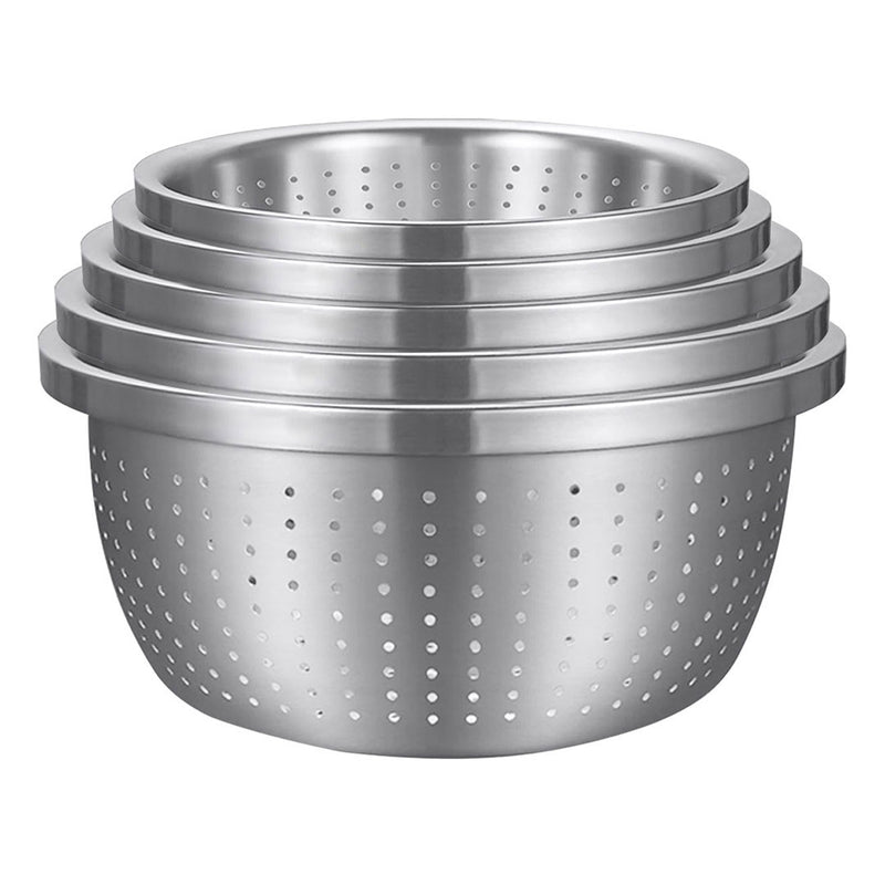 18/10 Stainless Steel Nesting Colander Set of 5 Perforated Silver 20 To 30cm