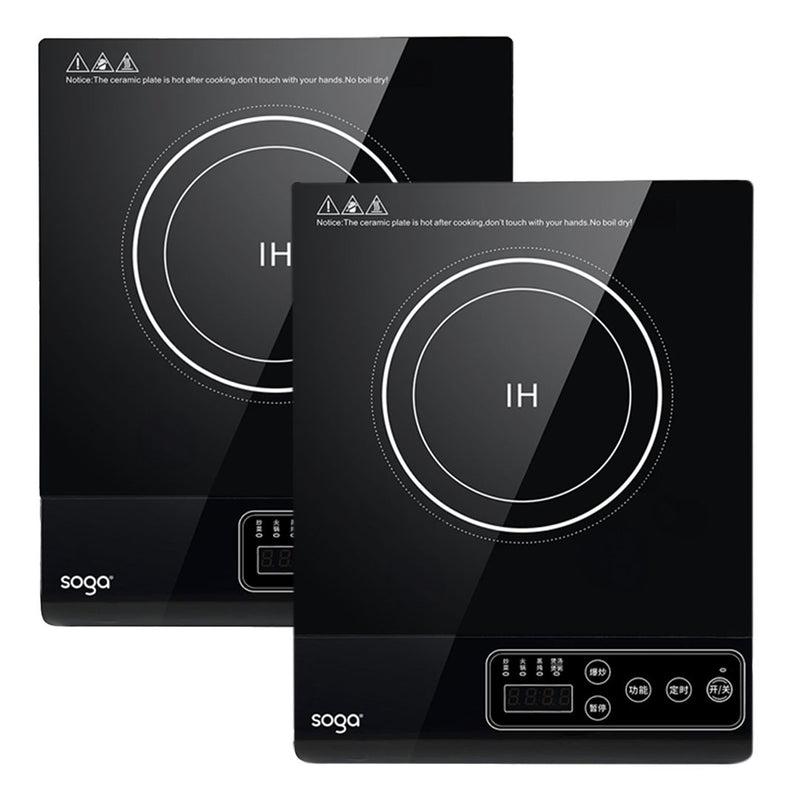 2X 35.5cm Induction Cooktop 2000W Portable Black Crystal Glass Led Display