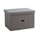 Grey Small Foldable Canvas Storage Box Organizer Durable Decorative Basket