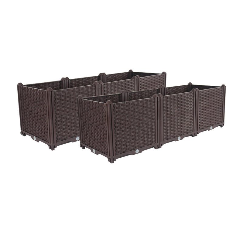 2X Raised Planter Box 120cm Dark Brown Plastic Self Watering Garden Bed
