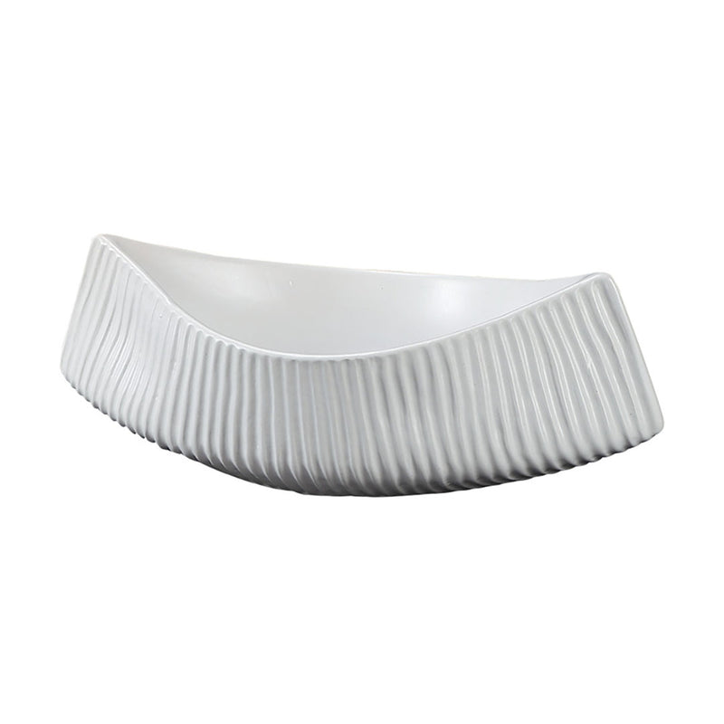 Ornament Boat Shaped Ceramic Plate 37x18cm White Serving Tray Kitchen Decor