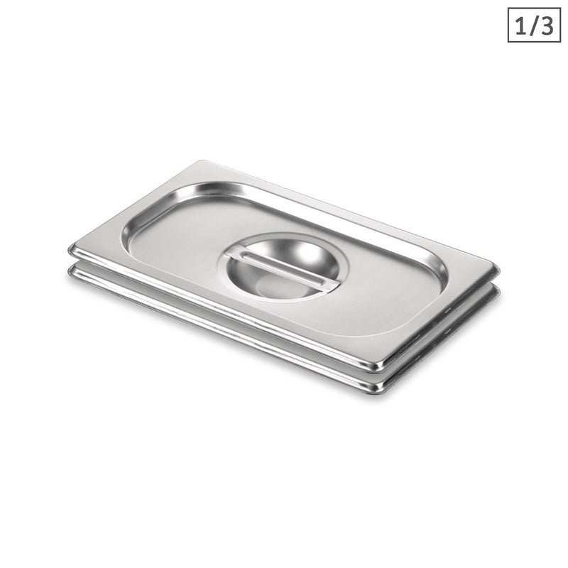 2X Gastronorm GN Pan Lid Full Size 1/3 Stainless Steel Tray Cover Durable
