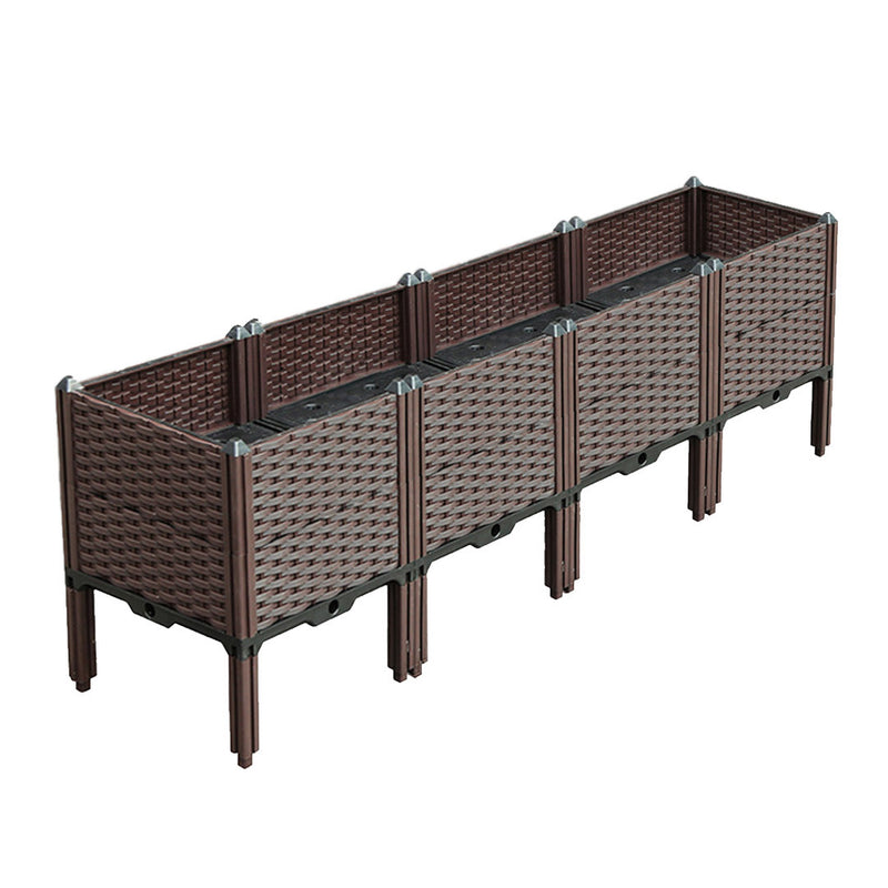 160cm Raised Planter Box Rectangular Outdoor Self-Watering Garden Bed Brown