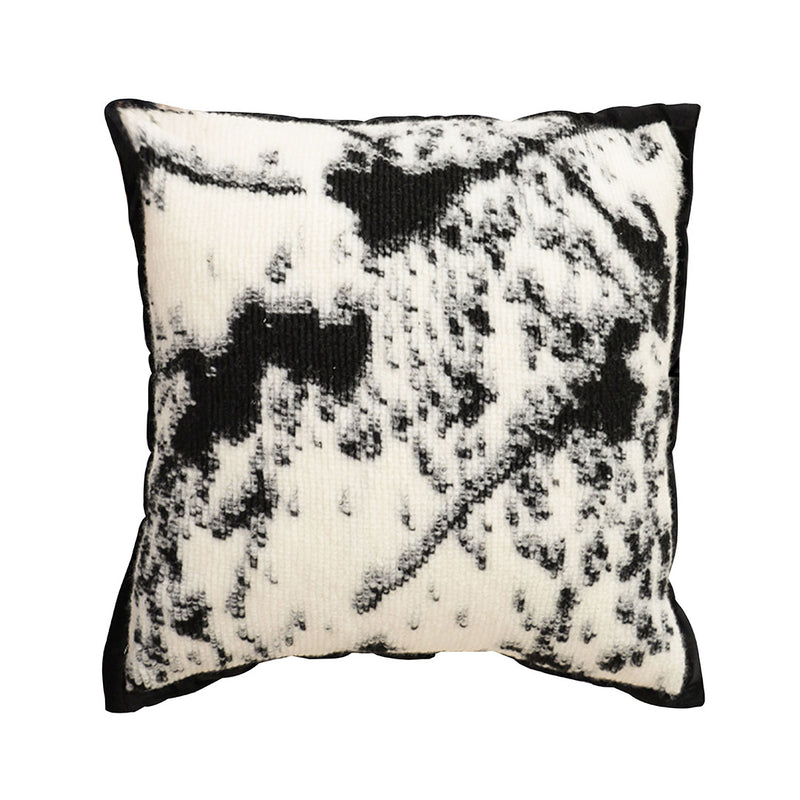 45cm Light Vintage Leopard Print Velvet Square Throw Pillow Black White
