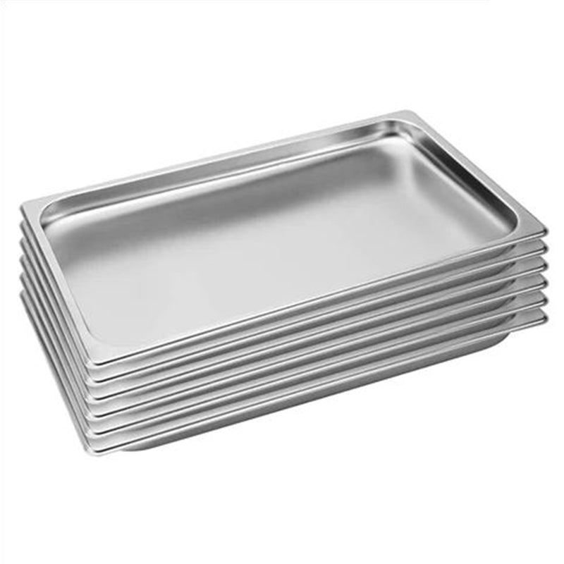6X Full Size Gastronorm GN Pan 1/1 Stainless Steel 53cm x 32.5cm x 2cm