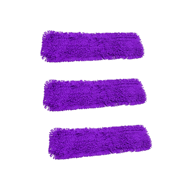 3X Purple Microfiber Flat Mop Pads 90x22cm Floor Cleaning Dust Remover