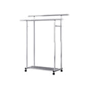120cm Stainless Steel Clothes Rack Floor-Standing Durable Portable with Wheels