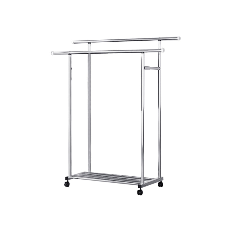 120cm Stainless Steel Clothes Rack Floor-Standing Durable Portable with Wheels