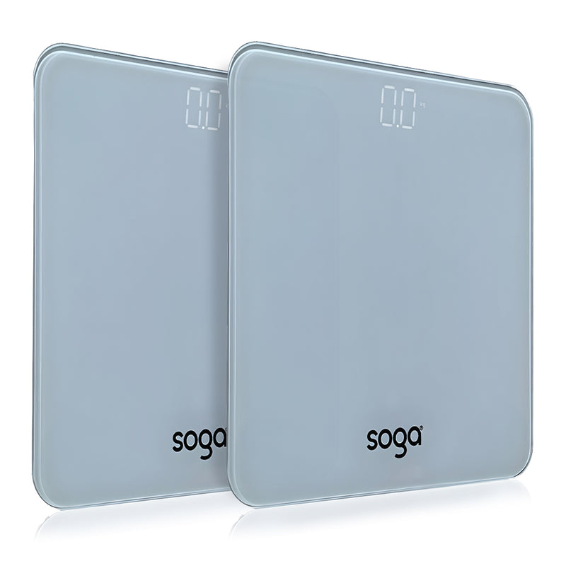 2X Digital Glass Body Weight Scale 180kg High Precision 300mm x 300mm White Lcd