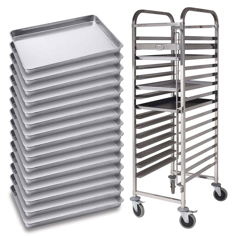 Gastronorm Trolley 15 Tier Stainless Steel Aluminum 60x40cm Lockable Castors