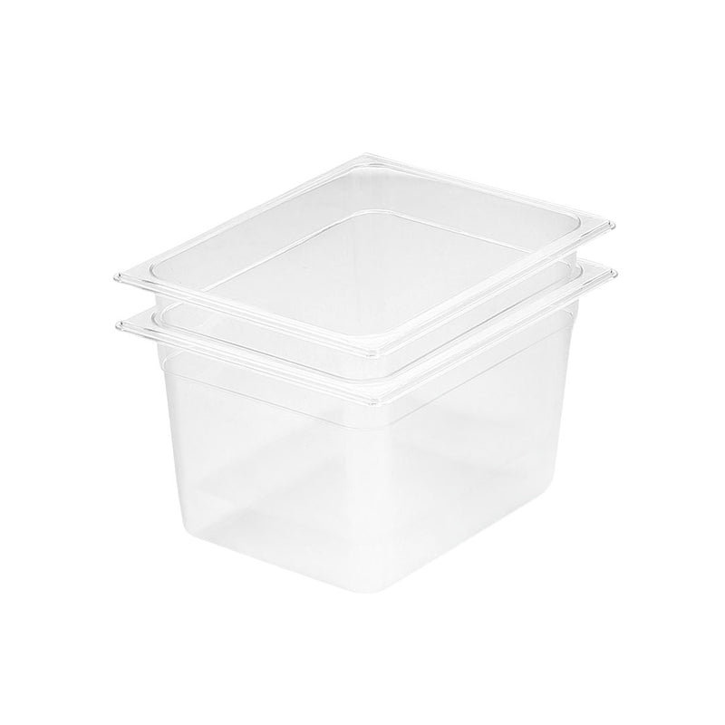 200mm Clear Polycarbonate GN Pan Set of 2 Food Tray Freezer Safe Dishwasher Safe