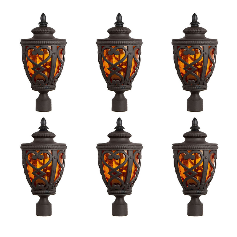 6X Vintage Outdoor Aluminum Glass Post Light 23x50.8cm Dark Brown
