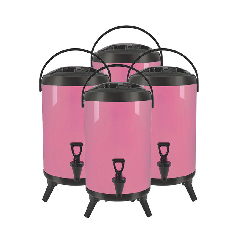 4X 8L Stainless Steel Insulated Hot Cold Beverage Dispenser With Faucet Pink