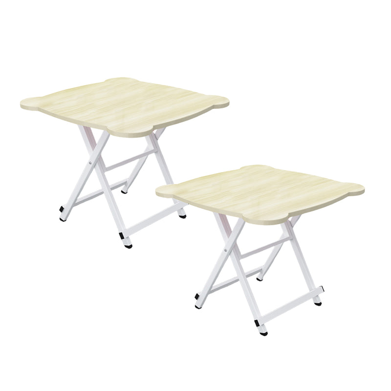 2X White Minimalist Folding Table Mdf Top Iron Legs 60x60x70cm Indoor Outdoor
