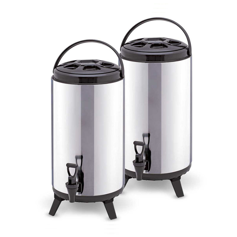 2X 12L Stainless Steel Insulated Coffee Tea Liquid Dispenser Hot Cold Pot