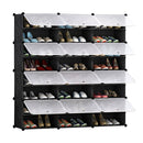 8 Tier 3 Column Shoe Rack Organizer Stackable Storage Cabinet Black Cover
