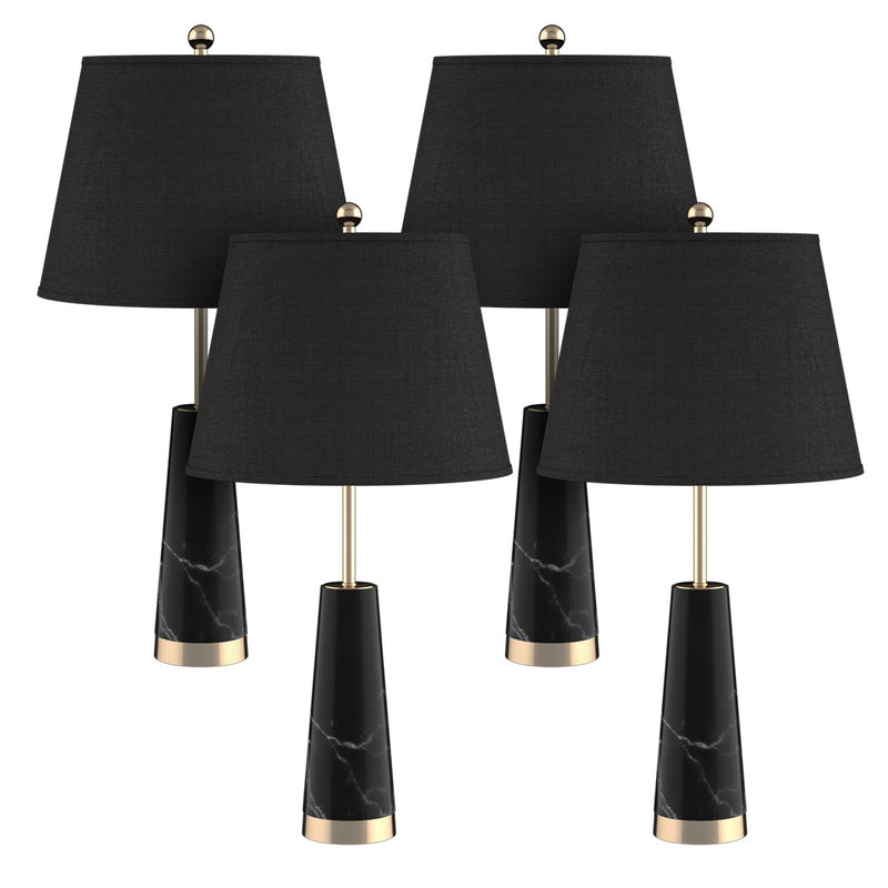 4X 68cm Black Marble Bedside Table Lamp Drum Shade Cone Base
