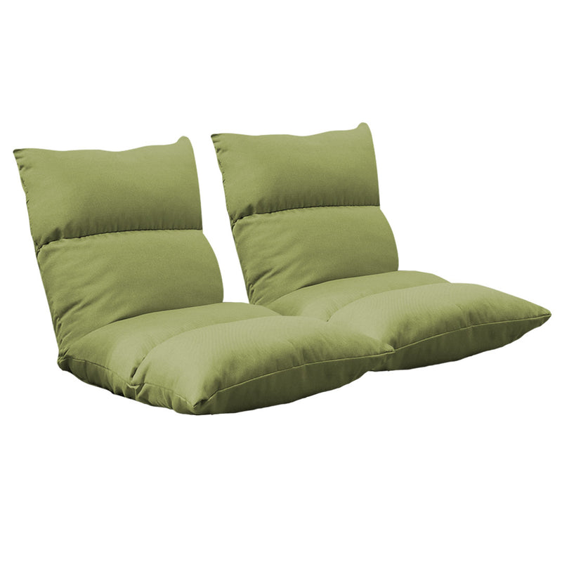2X Adjustable Floor Recliner Sofa Chair Folding Comfortable Yellow Green Linen