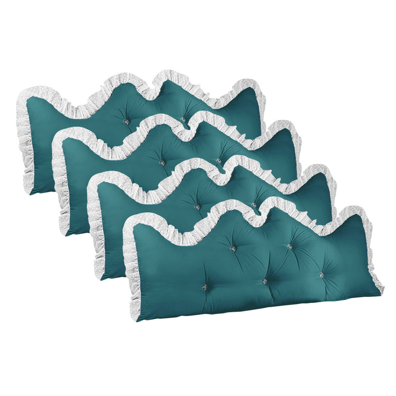 4X 120cm Princess Headboard Pillow Polyester Filled Blue Green Tufted