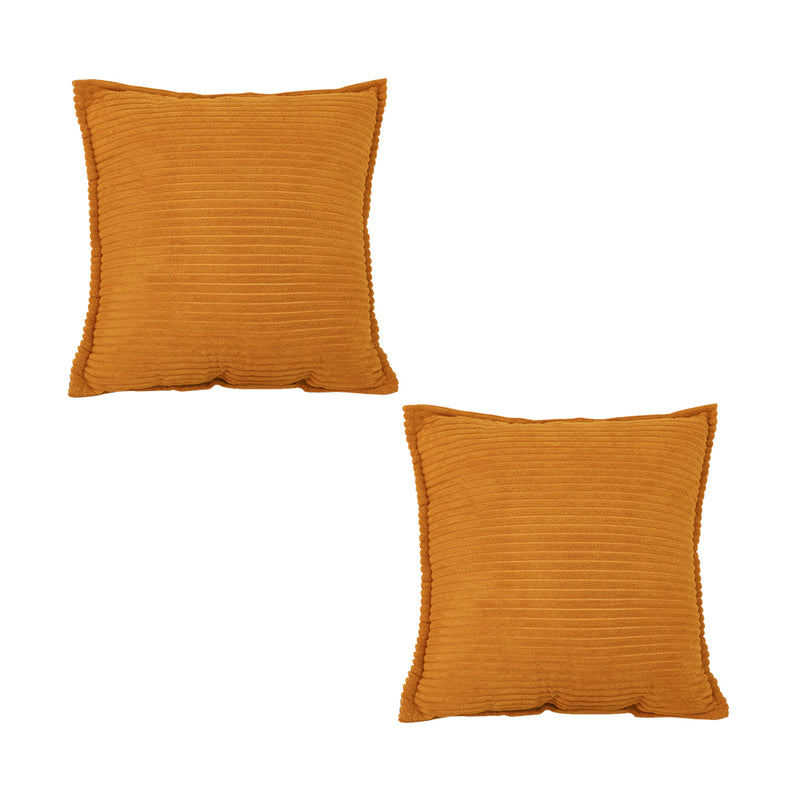 2X Throw Pillow Mustard Velvet Polyester Cotton 50x50x18cm Plush