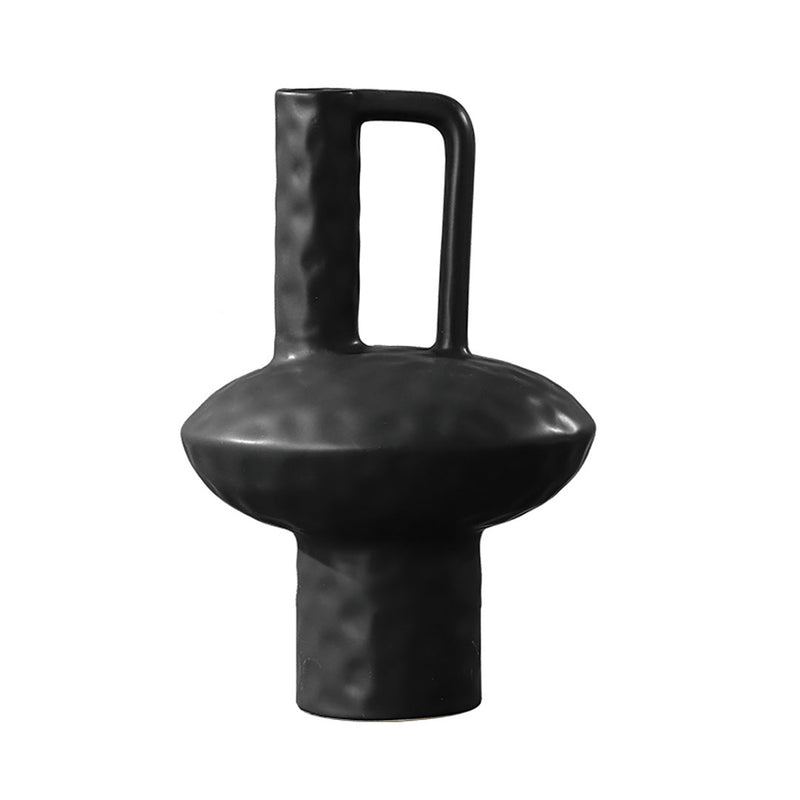 20x30cm Black Ceramic Handmade Vase Contemporary Minimalist Home Decor