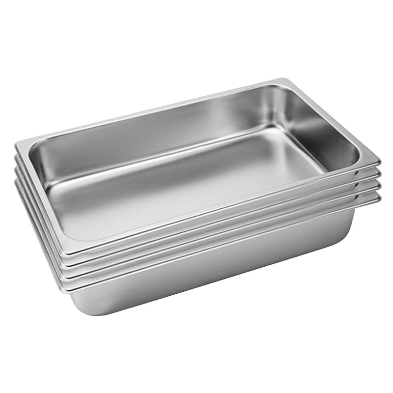 4X 1/1 Full Size Gastronorm Pan Stainless Steel 53cmx32.5cmx10cm Deep Stackable