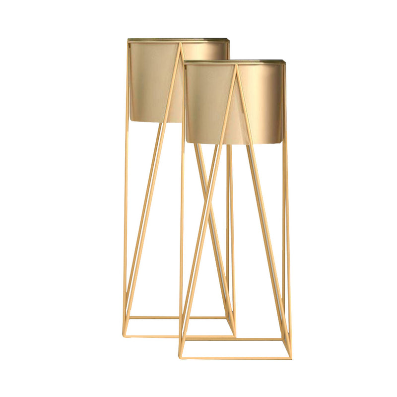 2X 70cm Gold Painted Iron Plant Stand Detachable Enamel Pot Corner