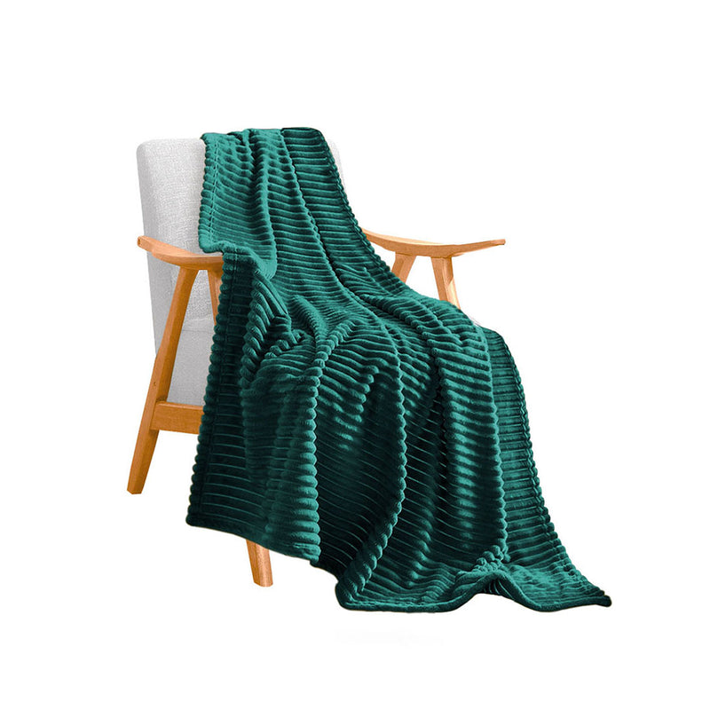Dark Green Thin Flannel Blanket Cozy Lightweight 200x230cm Warm Bed Sofa Cover