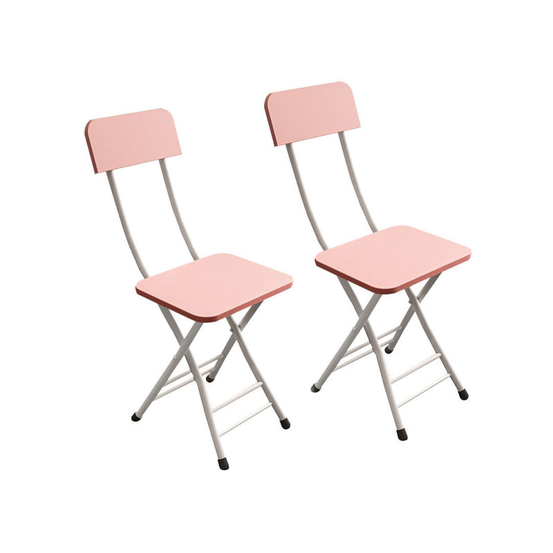 Pink Foldable Chair Mdf Aluminum Legs Lightweight Space Saving Portable Set of 2